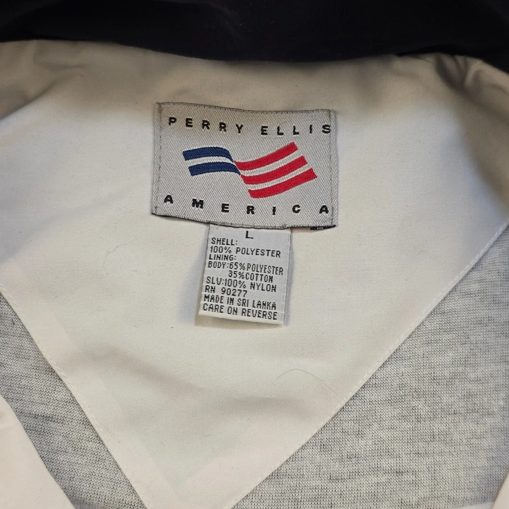 Vintage Perry Ellis America Windbreaker Jacket Mens‎ Large White Navy Yellow 90s - Picture 7 of 10
